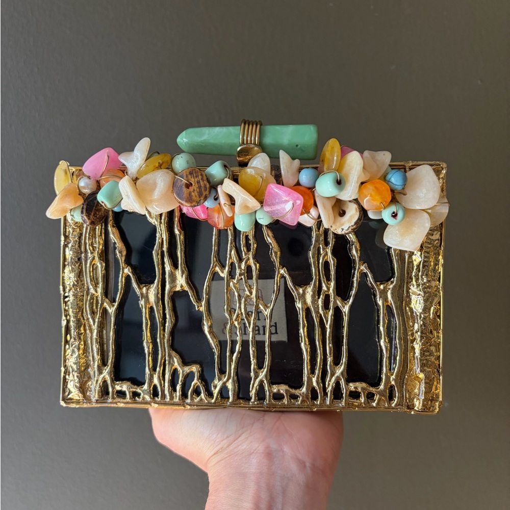 Black and Gold Clutch with Colorful Stones